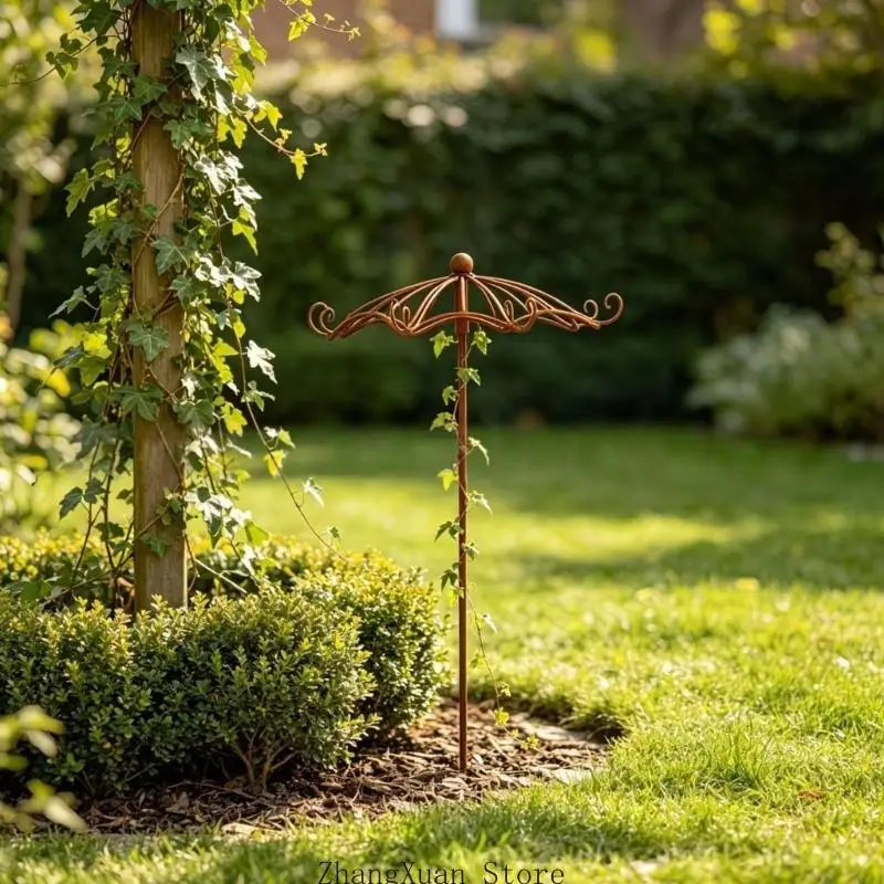 Garden Support Trellis with Metal Umbrella Top Growth Guide for Light Flower Coverage in Balcony and Entry Landscape Use 3XUF