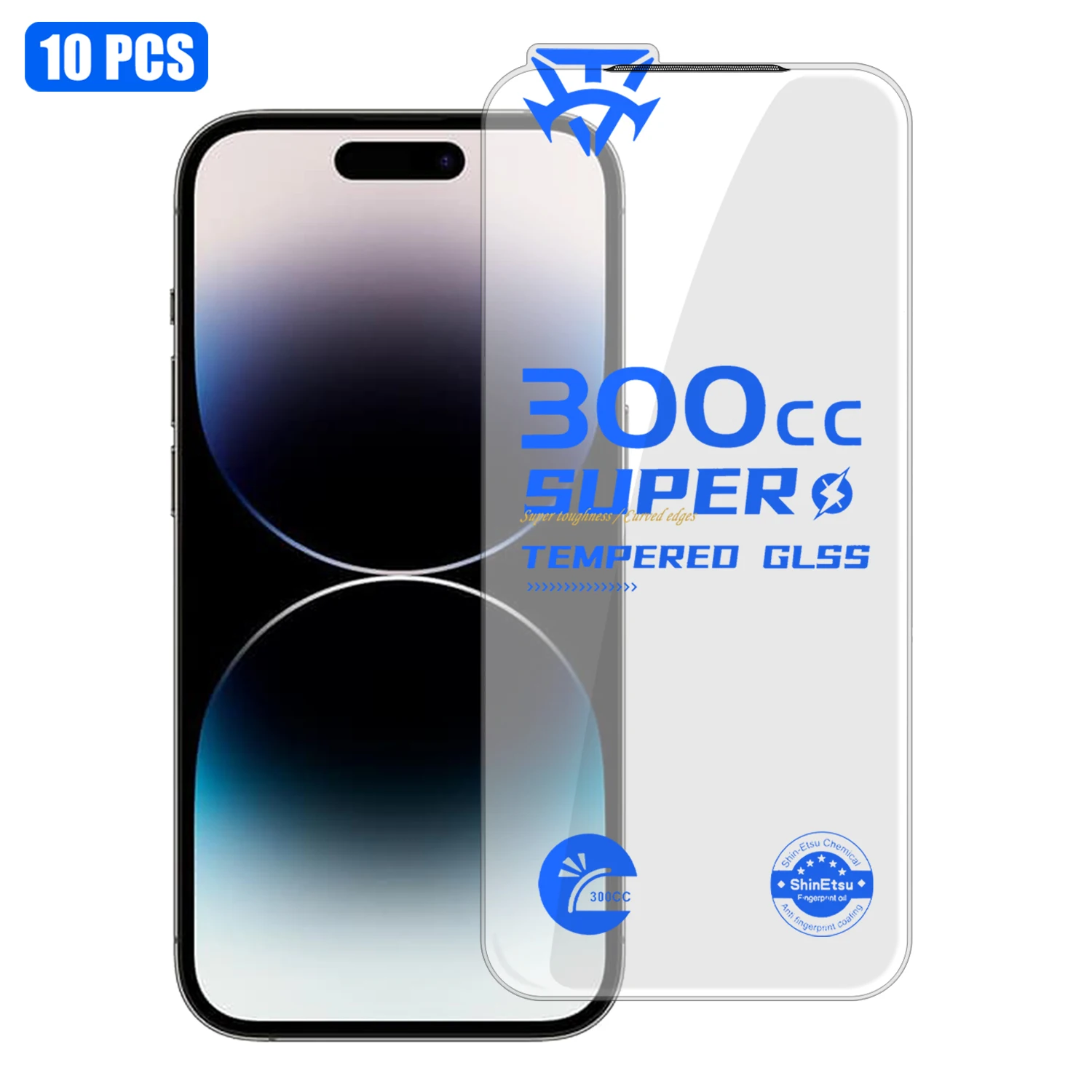 

Для iPhone 14 Pro Max, 10 шт., пленка из закаленного стекла 9H+ 300CC, безрамочная, антистатическая, HD, защитная пленка на весь экран - прозрачная
