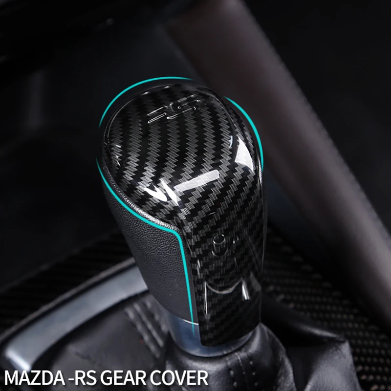 ABS Carbon Fiber Style Gear Head Shift Knob Cover Trim for Mazda 3 Axela 6 Atenza CX-5 CX5 CX-4 CX4 AT Accessories 2014-2021