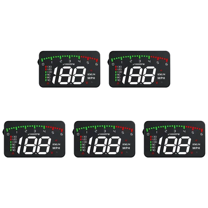 5X A900 Car HUD OBD RPM Meter Head-Up Display Multi-Display Car Digital Speed Engine RPM Water Temperature-A08Q