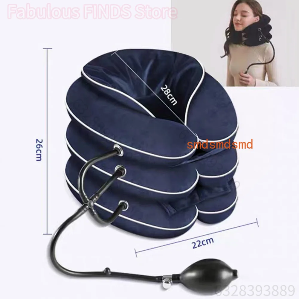 Cervical  Traction Device,Relief for Chronic Shoulder Alignment Pain,Inflatable Stretcher Collar  Neck Relief