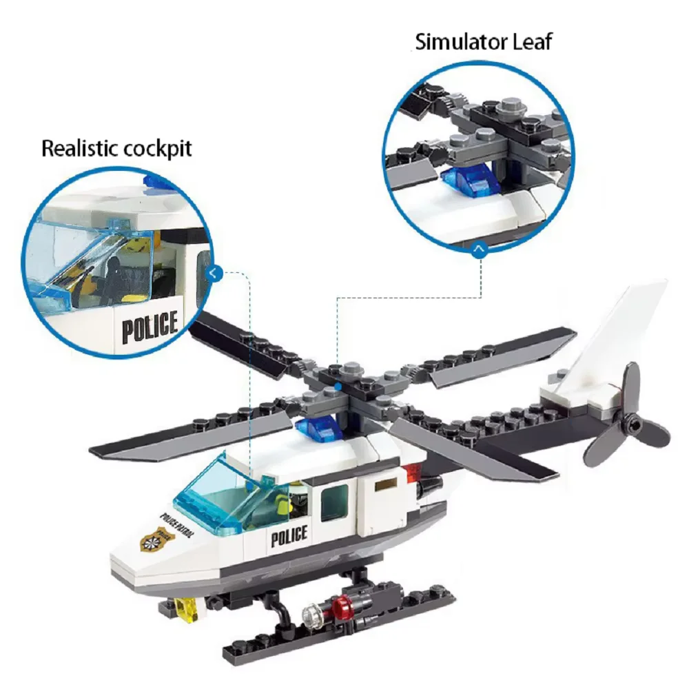 Children Education Toys DIY Block Patrol Helicopter Police Car Assembly Set Up Puzzle Kids Fun Boy Gifts image 3