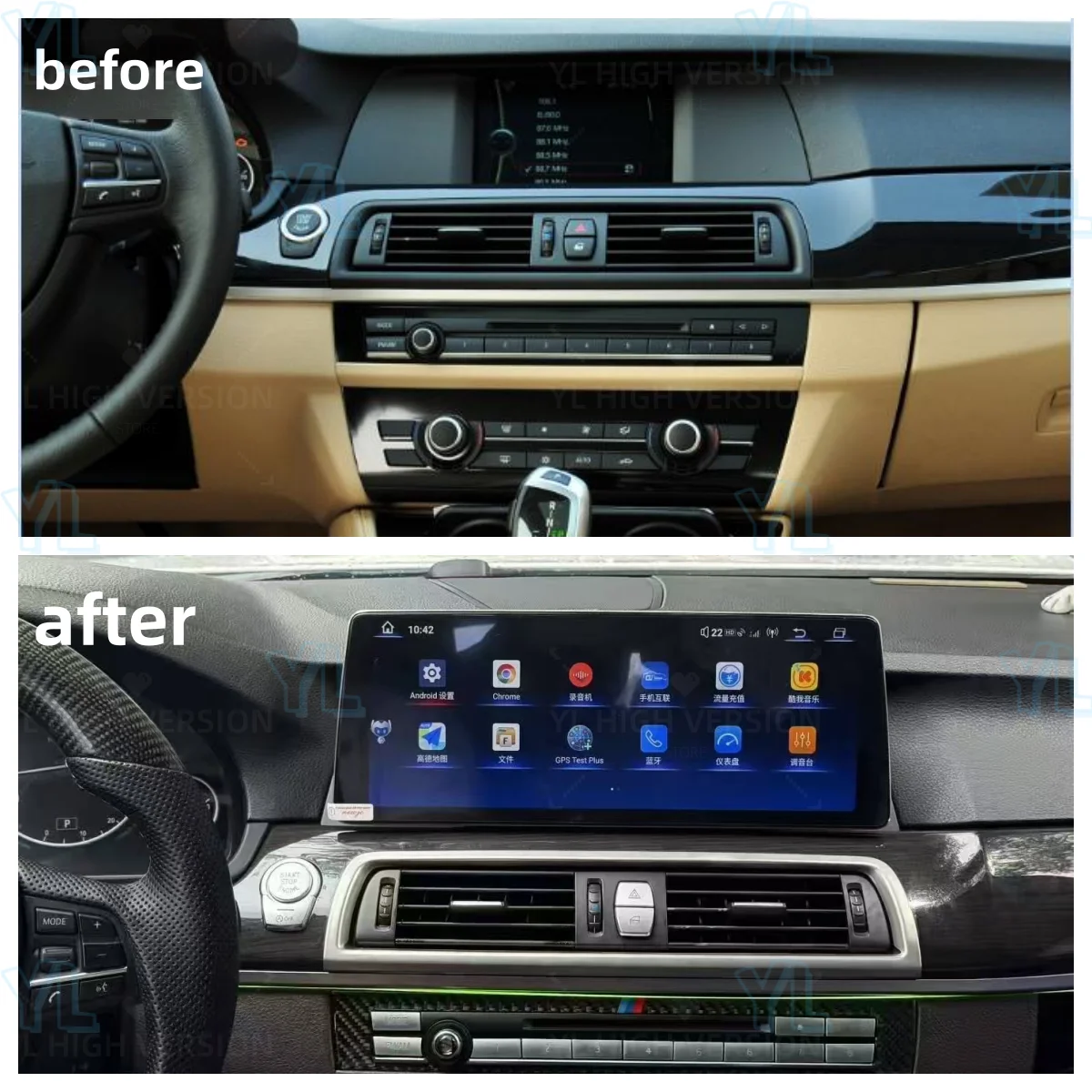 

12,8 "2K автомобильный радиоприемник для BMW 5 серии F10 F11 2013-2017 экран CarPlay Android авто мультимедийный плеер Navi дисплей головное устройство аудио