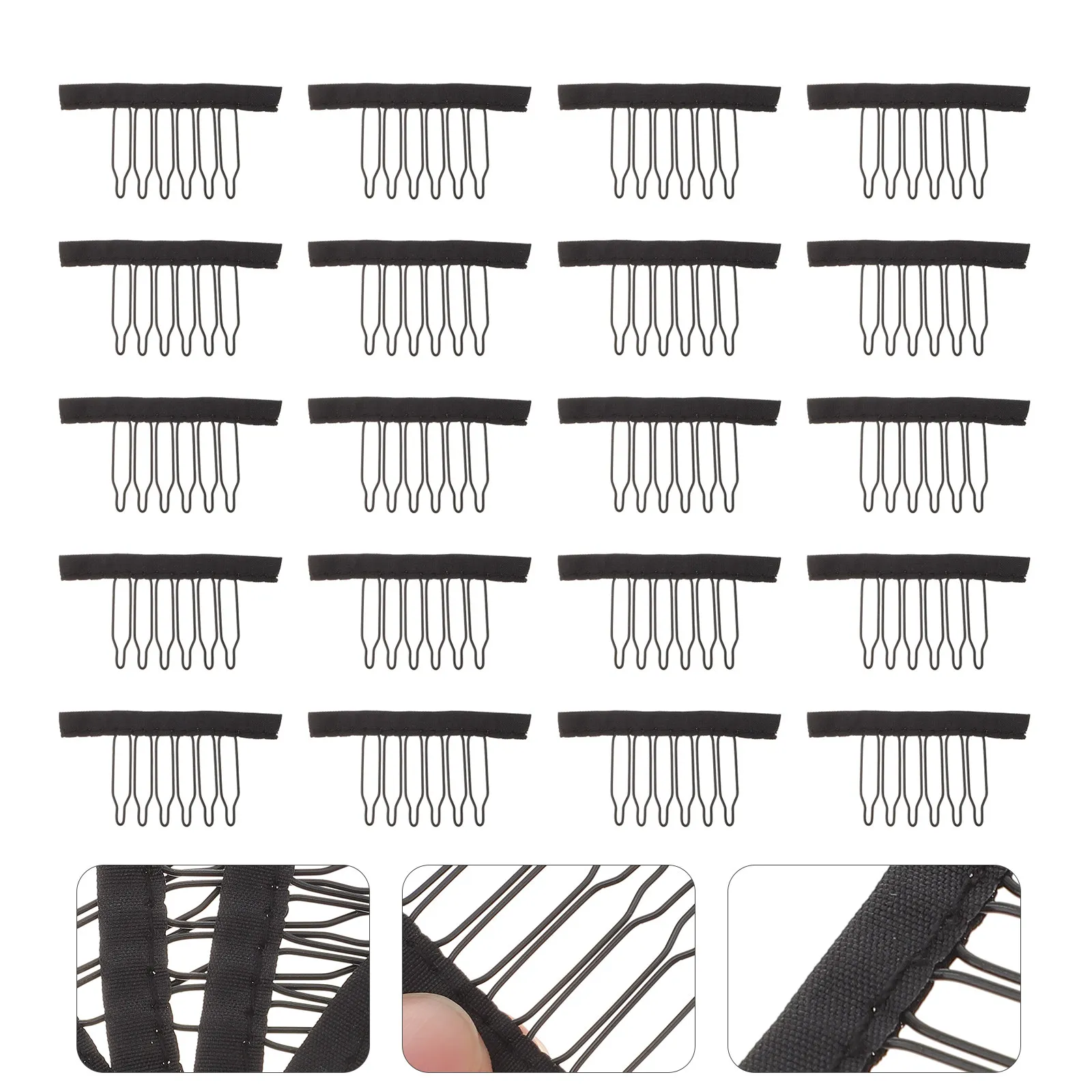 

20Pcs Professional Steel Claw Combs for Wigs Hairpieces Braiding Kits Caps DIY Hair Extension Accessories Styling Tools