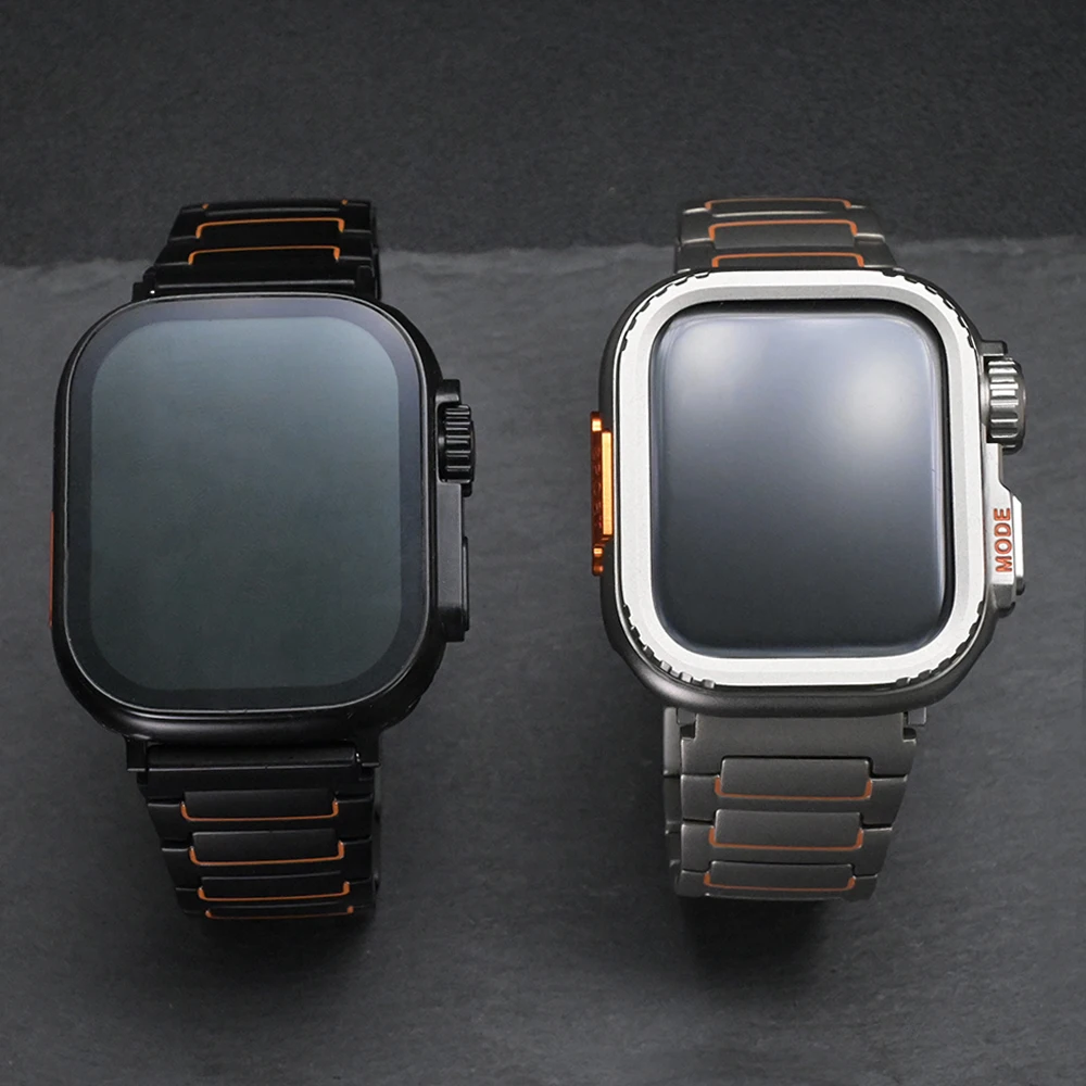 سبائك التيتانيوم الفرقة ل Appe ساعة Ultra49mm الفاخرة الرجال حزام ل iWatch10 9 8 7 Se 4/5/6 46 مللي متر 45 مللي متر 44 مللي متر الأعمال سوار معدني