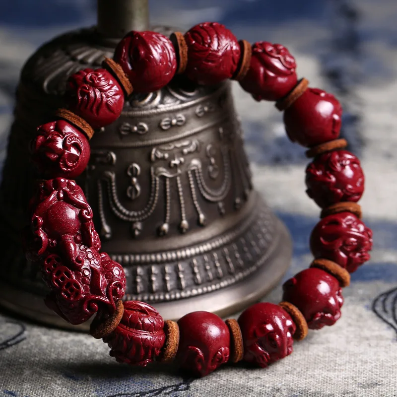 Raw Ore Cinnabar Pi Xiu Bracelet Beads Men and Women Purple Gold Sand Twelve Zodiac Wholesale