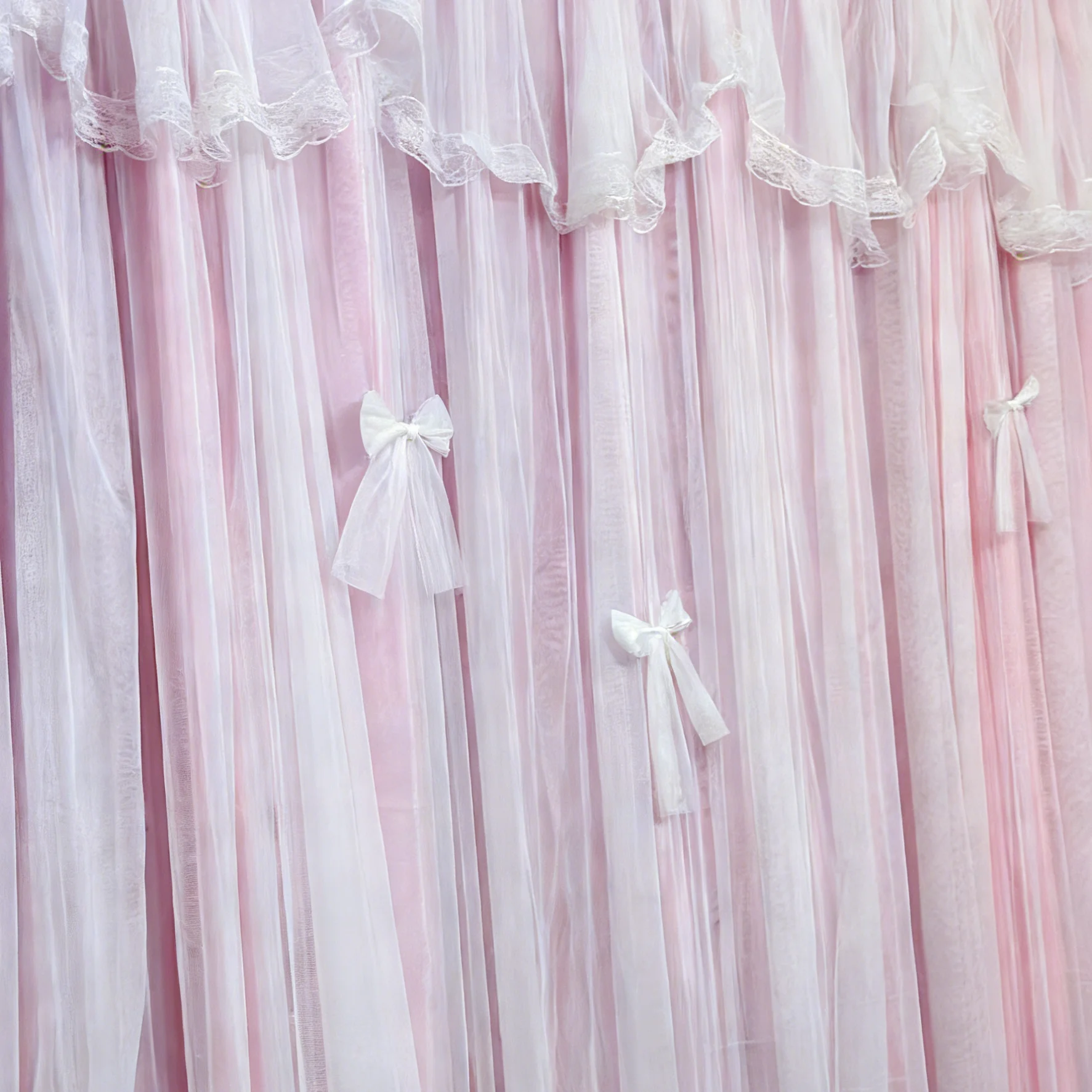 Double Layer Curtain Princess Pink Tulle Plus Pink Cloth Sheer Lace Window Drapes for Girls Bedroom Fairy Dreamy Decor