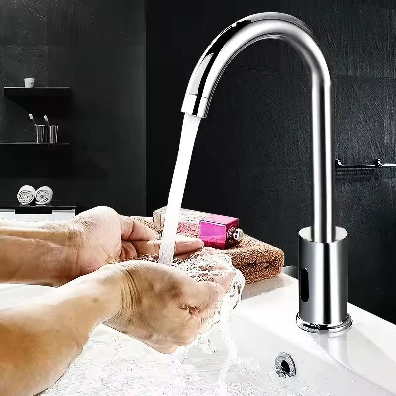 Touchless Induction Faucet Chrome Bathroom Automatic Hands Free Sink Basin Sensor Taps - Touchless I