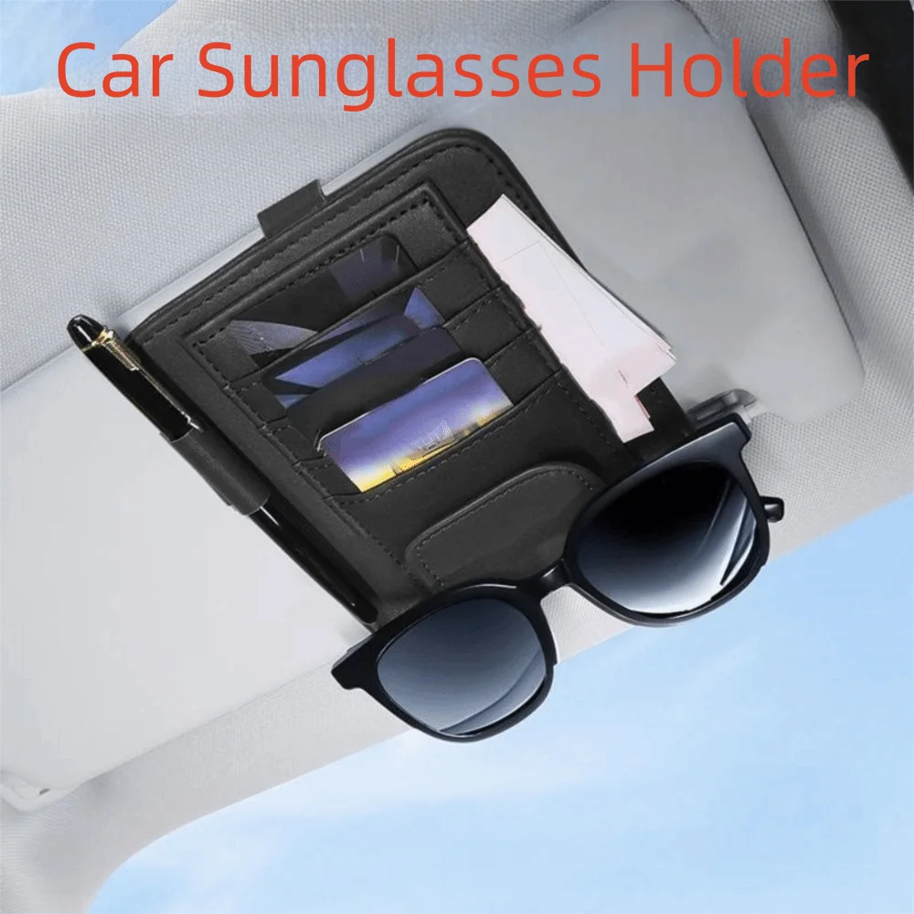Multifunctional Car Sun Visor Organizer Save Space Wear-resisting Car Glasses Holder Multi-Pocket Universal Card Storage Clip