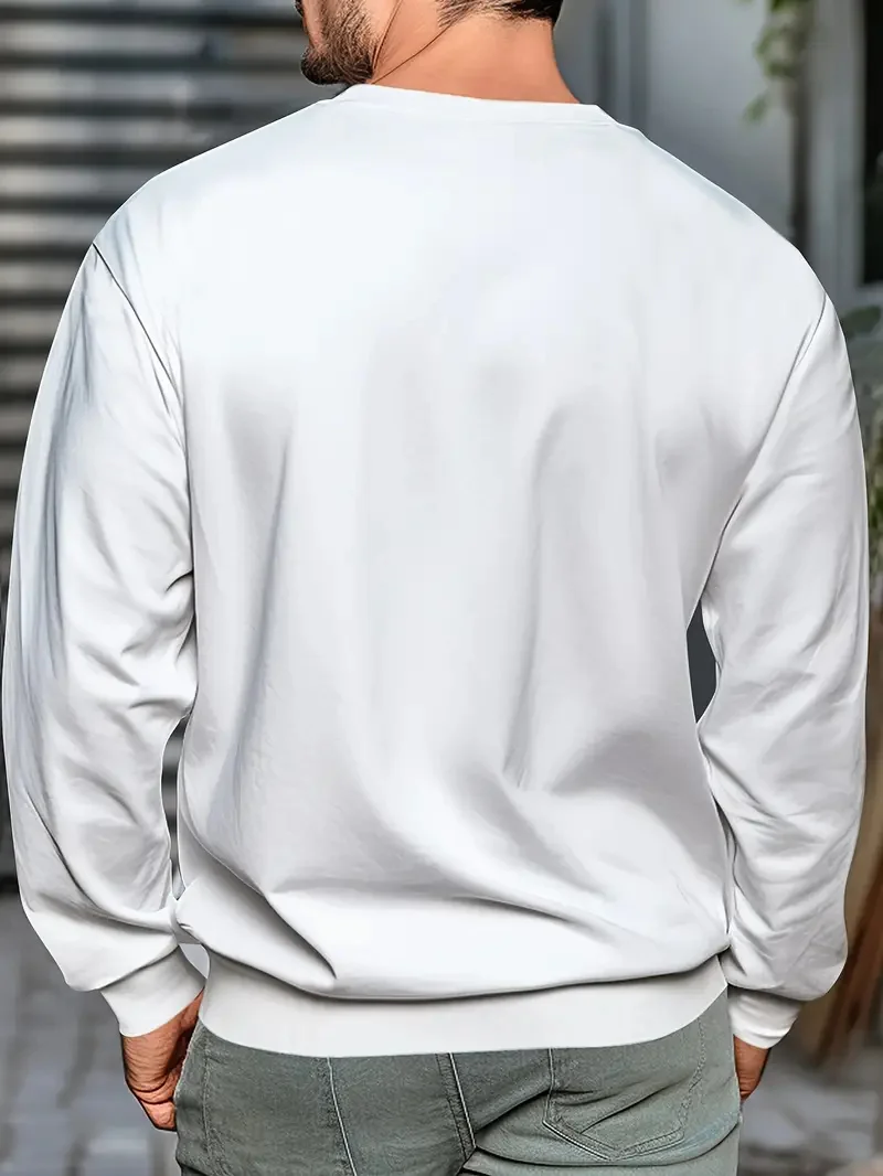 Men's autumn and winter fashionable casual loose cartoon bear graphic printed long sleeved round neck sweatshirt