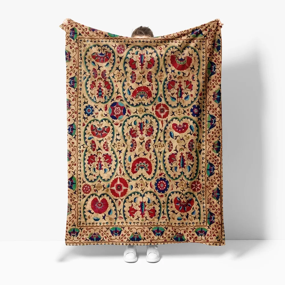 Vintage-style ethnic Kilim rug, Turkish/Persian-inspired rug, throw blanket