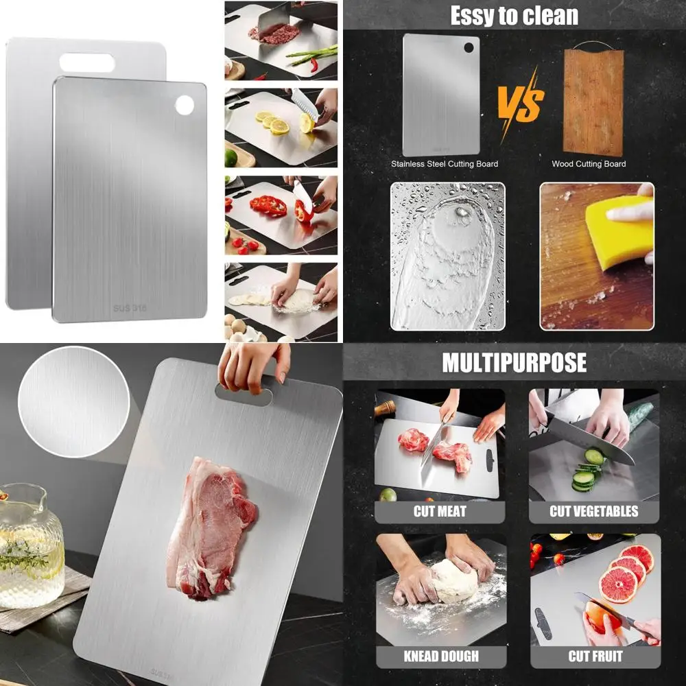 

Разделочные доски из нержавеющей стали 316L для кухни, разделочная доска из нержавеющей стали Katuchef, нетоксичная пищевая двухсторонняя посуда