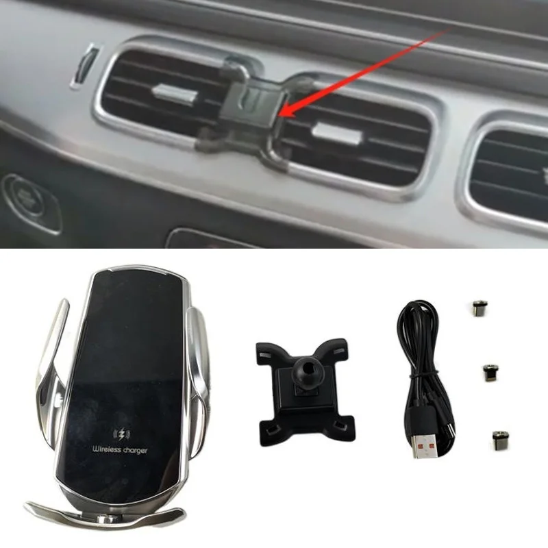 15W Fast Charging Wireless Charger Car Mount Phone Holder Automatic Clamping For 2020-2022 Mercedes-Benz GLE W167 GLS X167 350
