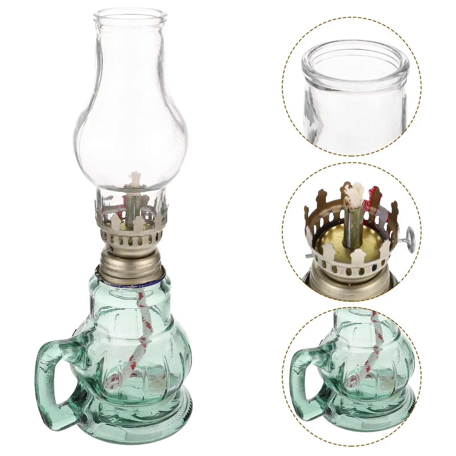 

Chamber Oil Lamps Kerosene Vintage Decor Lamps Vintage Indoor Light Use Chamber Home Retro Clear Vintage Decors Wick Desktop