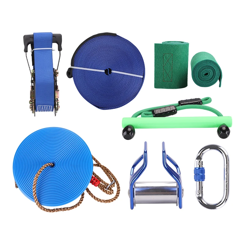 Curso de obstáculos de guerrero Ninja al aire libre para niños, juego de deslizador de Ninja para patio trasero, incluye placa de asiento