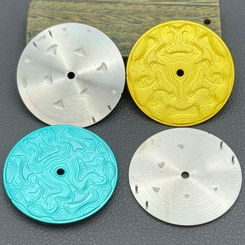 Mod NH35 Dial 28.5mm 3D Embossed Watch Dial Topographic For NH35 NH36 2824 8215 ETA Automatic Movement Watch Watch Dial Parts
