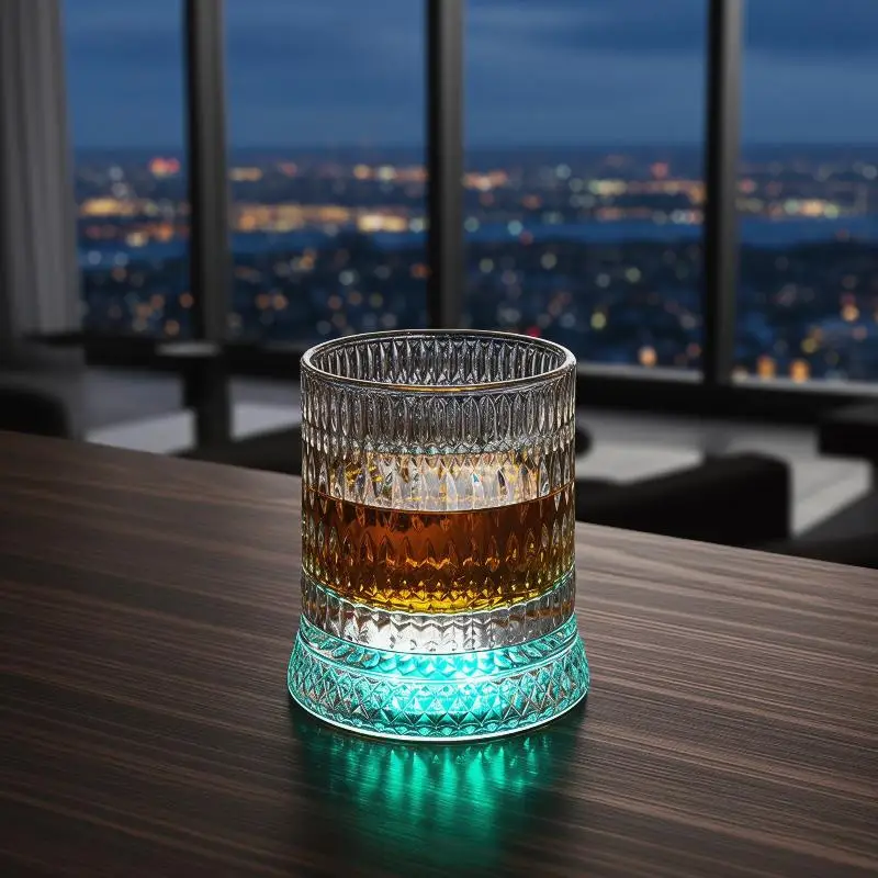 LED Base 360° Rotating Glass Cup Ideal for  Brandy Wine Enjoyment