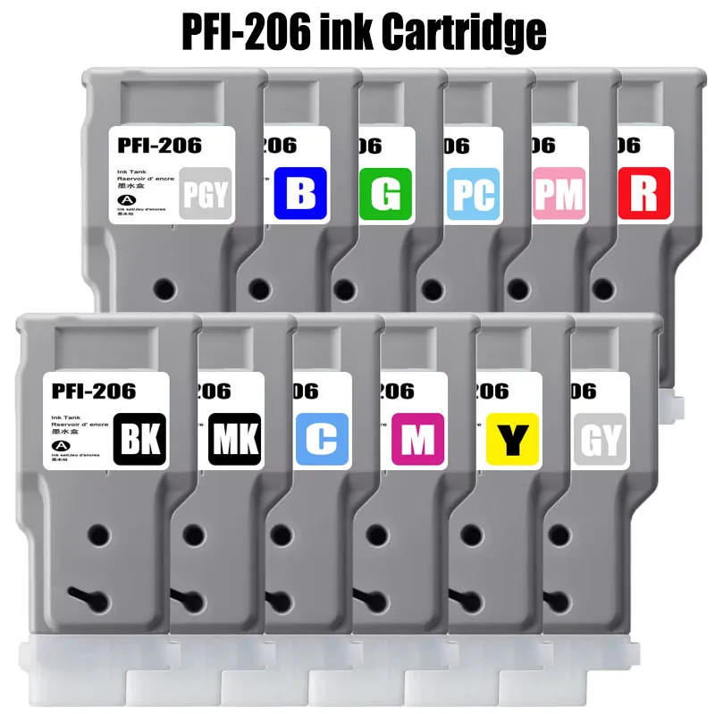 

PFI 206 Compatible for Canon PFI-206 Ink Cartridge for Canon IPF6400 IPF6400S IPF6450 IPF6450s IPF6400SE printer 300ml 12colos