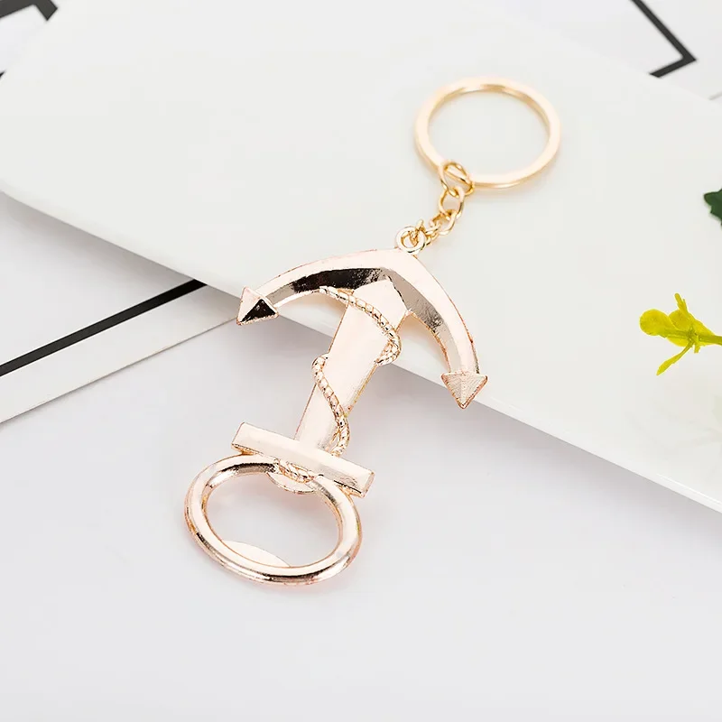 Rose Gold Creative wedding supplies anchor keychain beer bottle opener retro keychain bottle opener back gift