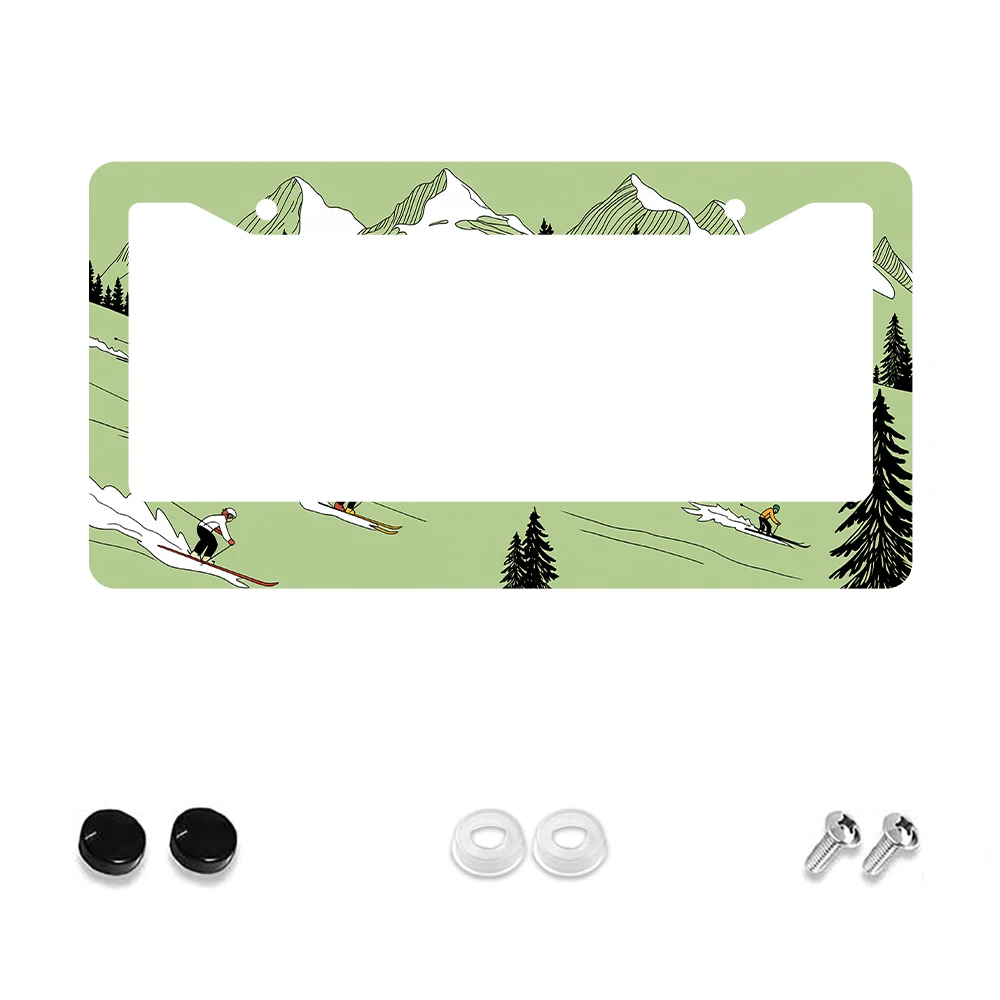 

1 шт., рамка номерного знака зеленого цвета с 2 отверстиями для катания на лыжах, алюминиевый материал, 6x12 дюймов, с винтом, новинка, украшение автомобиля, подарок