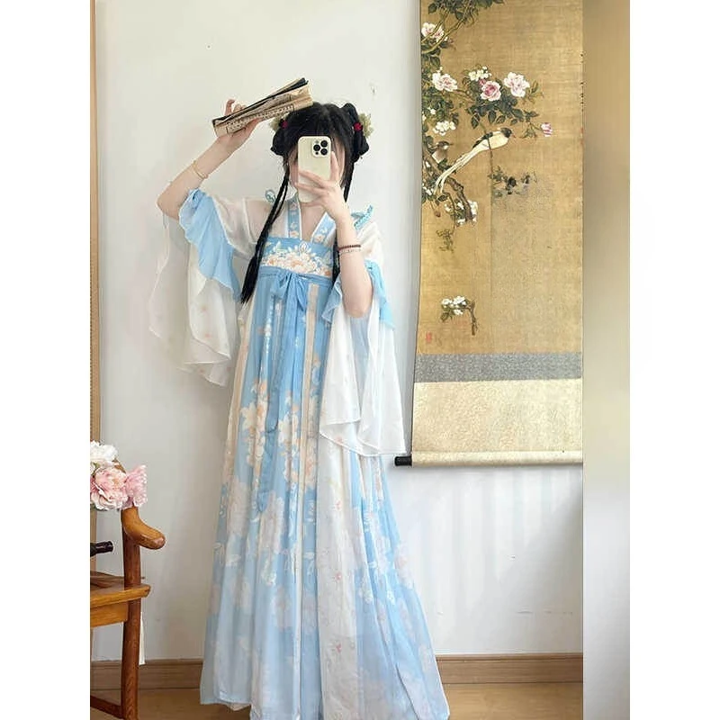 المرأة الصينية التقليدية القديمة أنيقة فستان هانفو الجنية التطريز مرحلة الرقص الشعبي زي الرجعية سونغ سلالة مجموعات #4