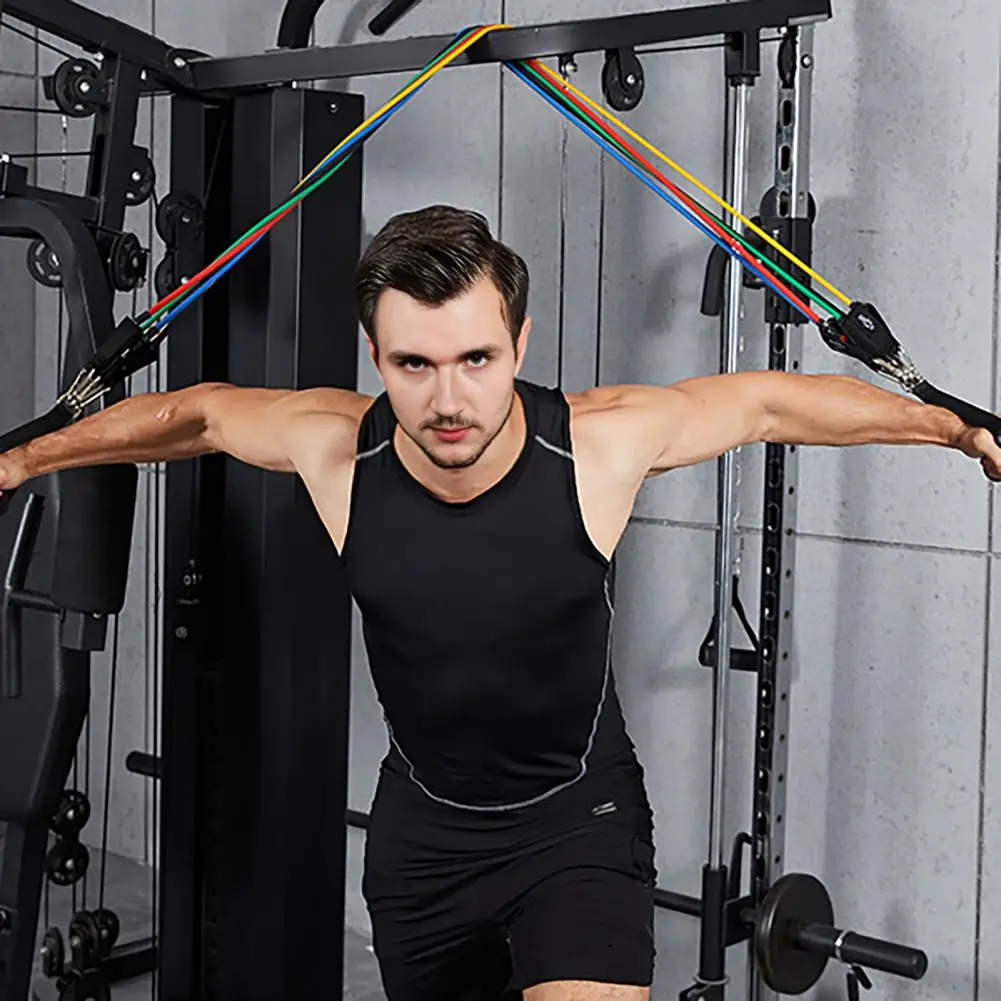 11 Pcs Resistance Bands Set Stretch Exercise Bands Home Gym Workout Bands Up To 100lbs For Physical Therapy Strength Training