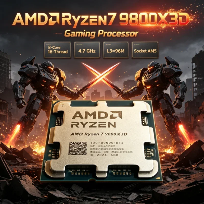 AMD Ryzen 7 9800X3D L3=96M 4.7GHz 120W DDR5 8-Core 16-Thread 4NM Gaming Processor R7 9800X3D Socket AM5