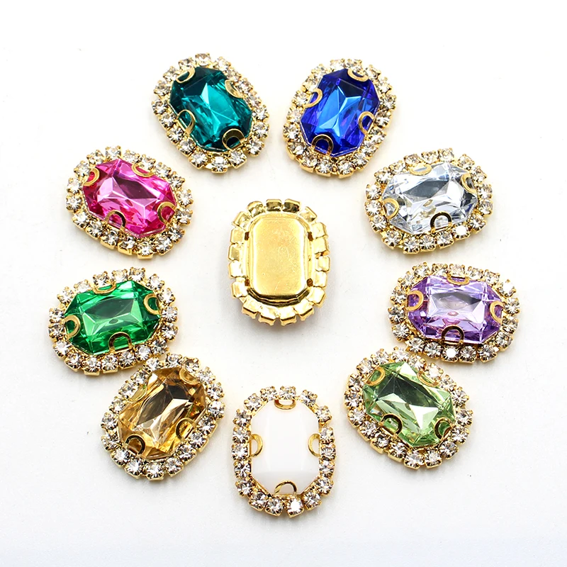 10pieces/batch 20 * 15MM metal diamond four hole buttons, suitable for DIY sewingclothes, hats and other decorative accessorie