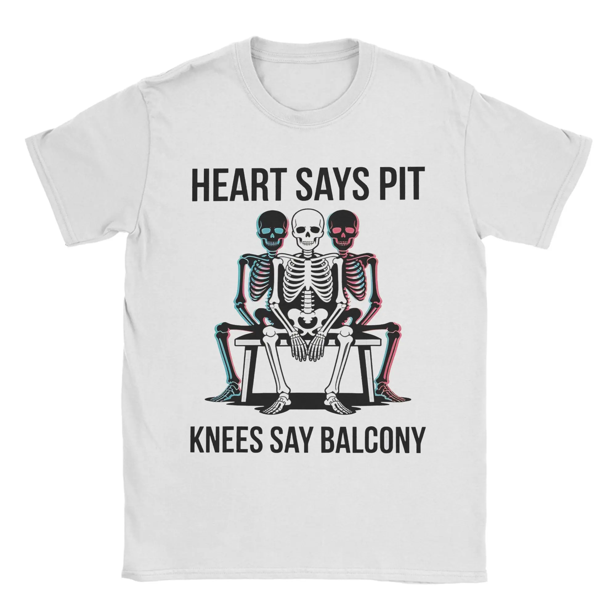 Funny Heart Says Pit Knees Say Balcony Punk  T-Shirt Funny 100% Cotton Tees Round Collar Short Sleeve T Shirt Graphic Clothes