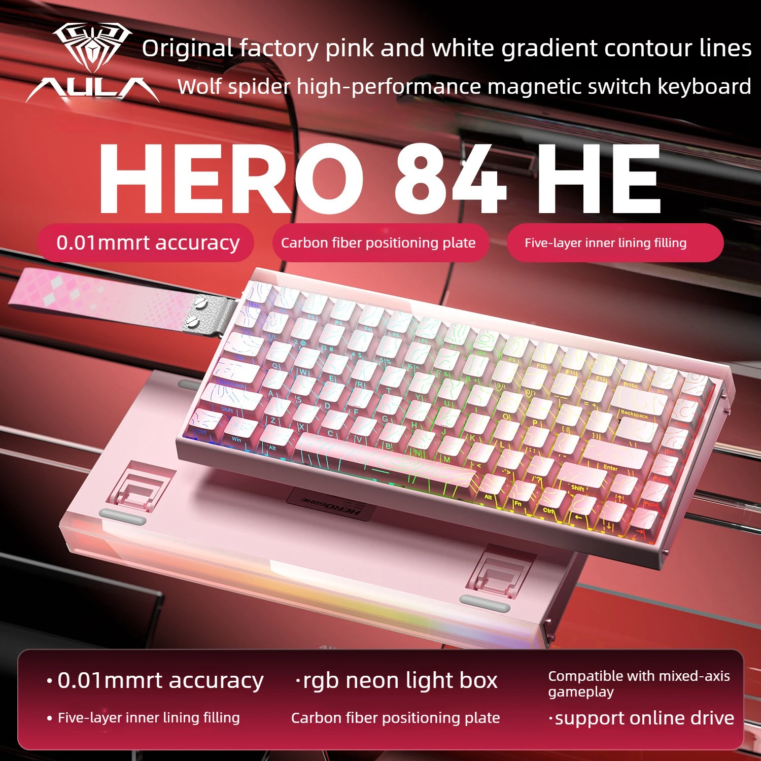 AULA HERO84 Magnetic Axis Keyboard Mechanical teclado magnetico RGB keyboards Gamer computer ergonomic wired Backlit  key board