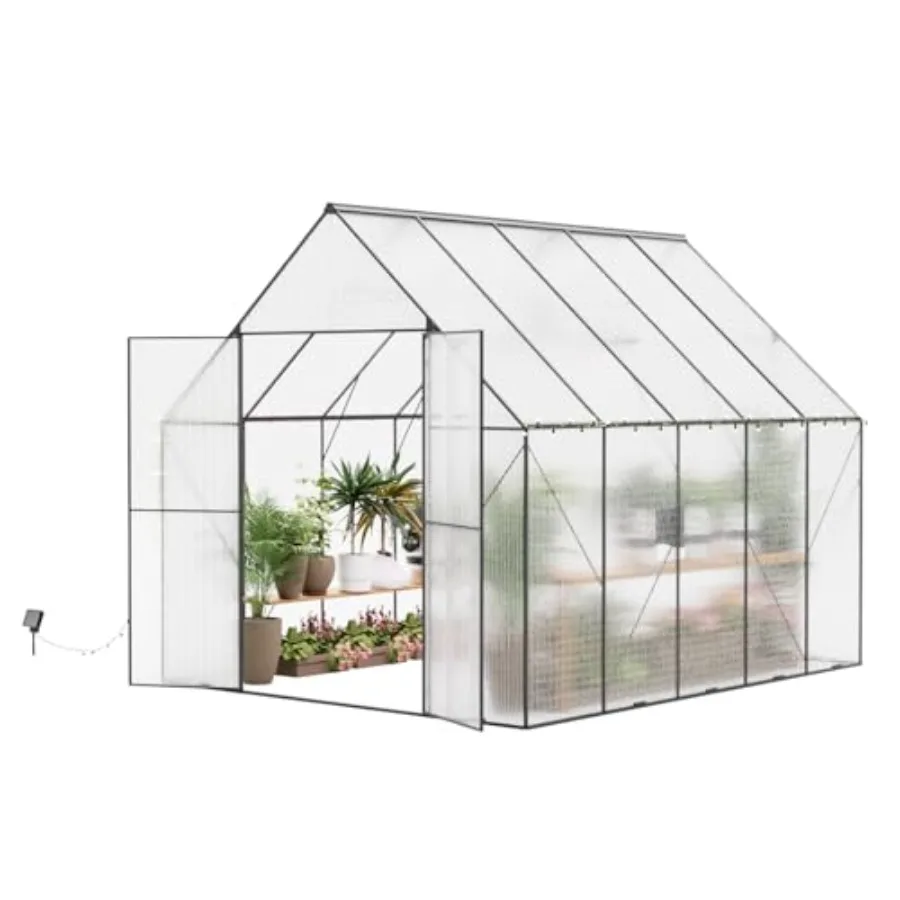8x10 FT Greenhouse for Outdoors, Heavy-Duty Polycarbonate Greenhouse