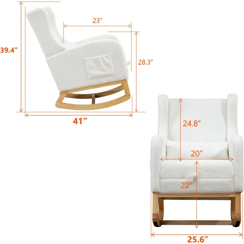 كرسي هزاز حديث للحضانة، كرسي حضانة هزاز مريح مع مسند للقدمين، كرسي بذراعين للقراءة مع وسادة وجيب، #2