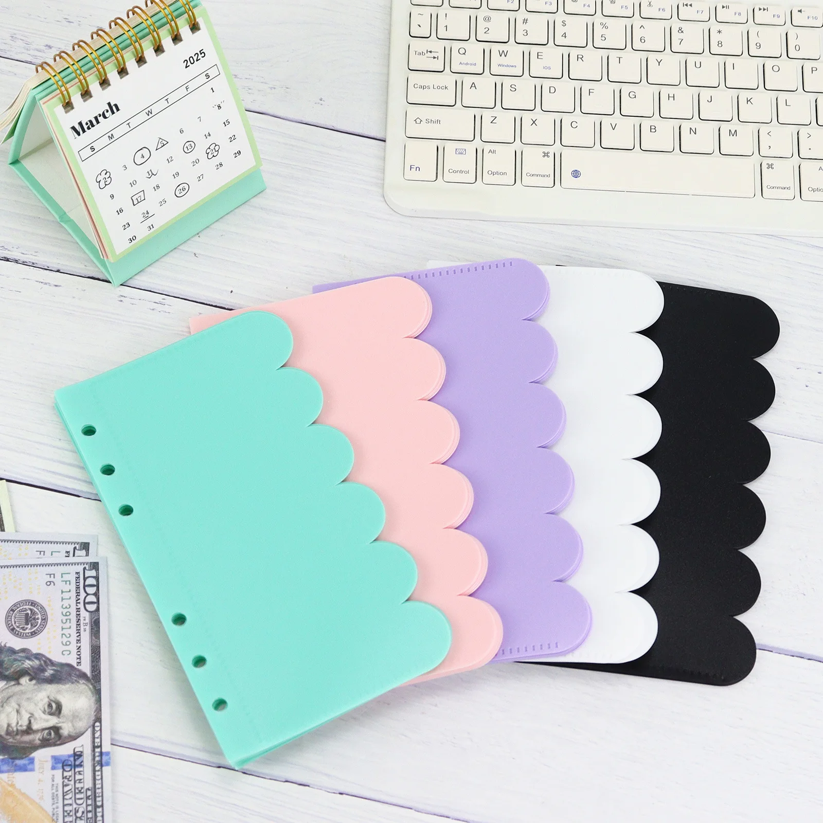 A6 New Color Petal Pockets Binder Folders for Notebook Divider Page Waterproof PP Leaf Document Filing Bag