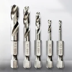 1/5Pcs Stubby Drill Bits Set For Metal 1/4 Inch Quick Change Hex Shank Twist Drill Bit Short Length HSS Drill Bits