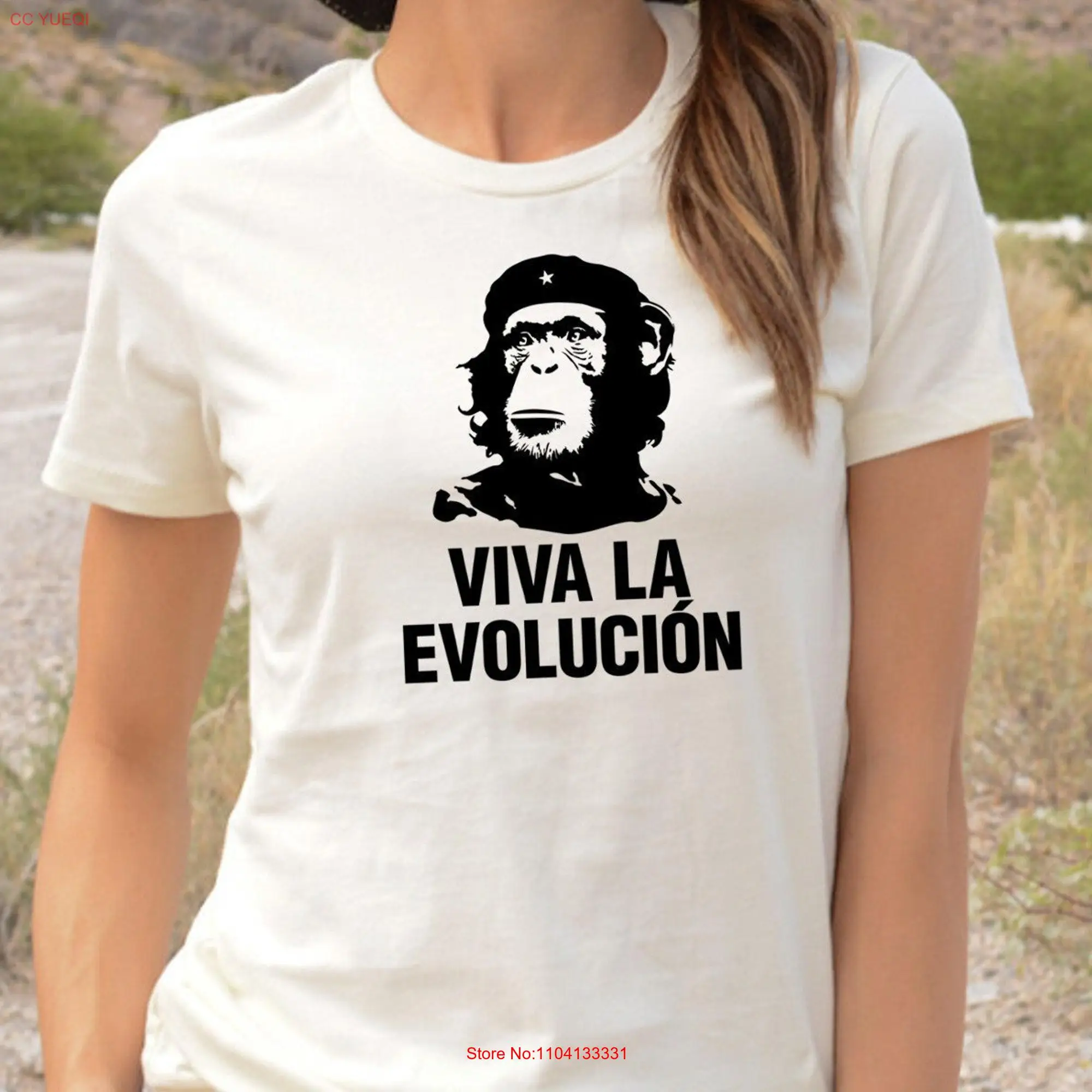 Funny Che Guevara Parody T Shirt Viva La Evolucion Latin American Revolutionary Movement inspired Monkey made in Lithuania