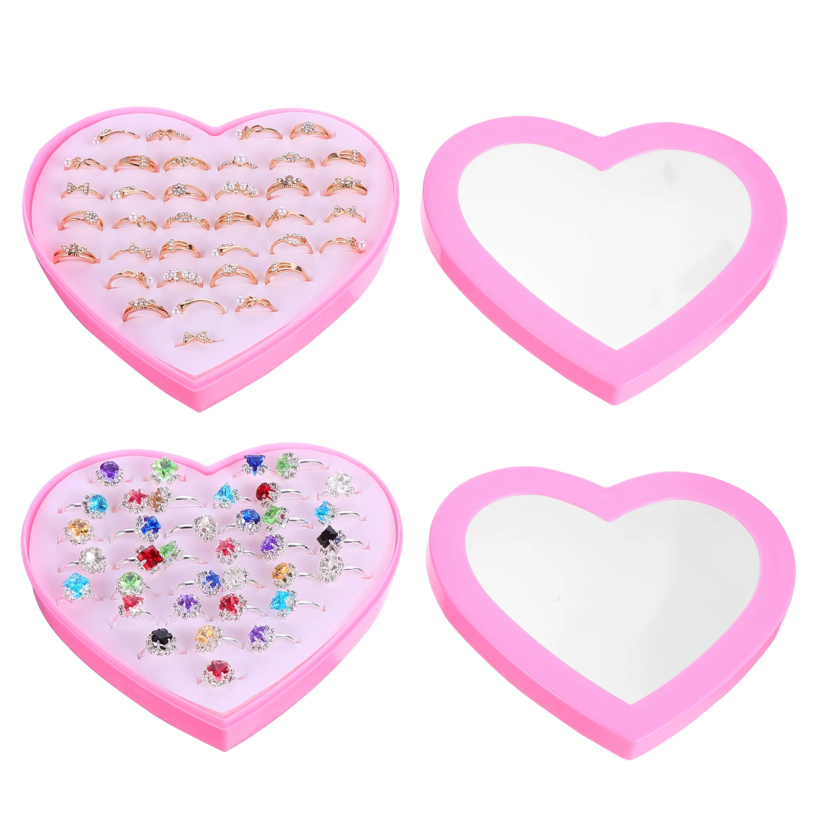 72 Pcs Pearl Children's Ring Toy Little Girl Rings Alloy Toys for Kids Rhinestone