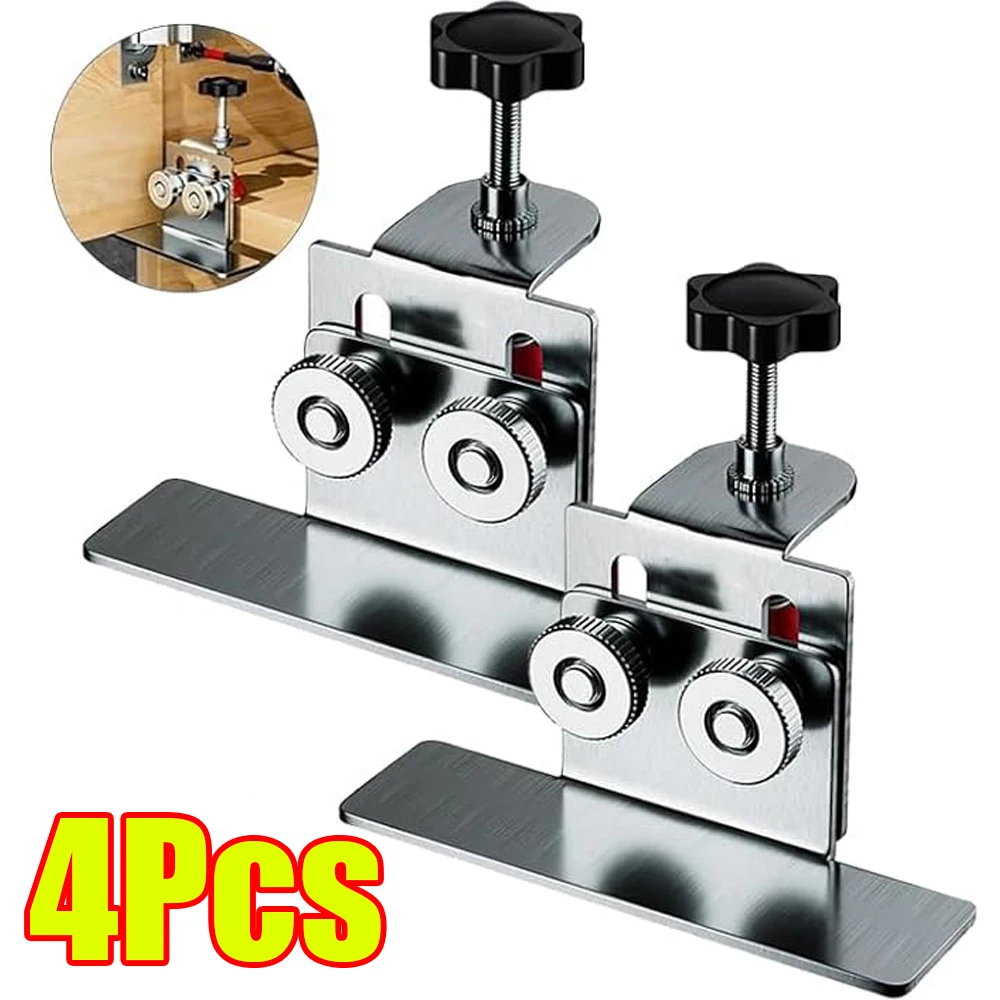 

1-4Pcs Cabinet Door Mounting Jig Stainless Steel Cabinet Frame Fixture Cabinet Door Positioner Hidden Door Mount Support