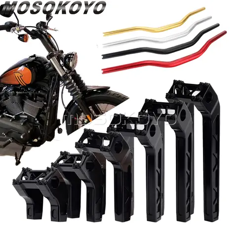 할리 스포츠스터 다이나 소프테일용 오토바이 클럽 스타일 핸들 바, 팻 바 라이저, 32mm 1-1/4 인치 핸드 컨트롤 바, 4 인치-14 인치 라이저