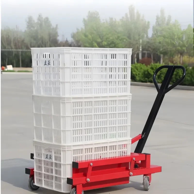 Small Pallet Truck No Hydraulic Wide Adjustable Double Fork Warehouse Workshop Logistics Handling
