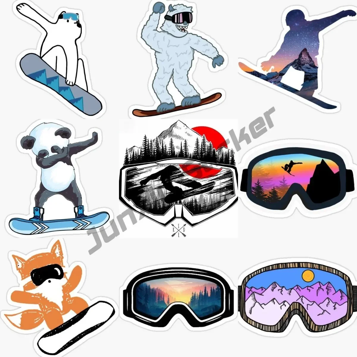 Personality Snowboard Mask Car Sticker on Motorcycle Laptop Decorative Anime Vinyl JDM Accessories