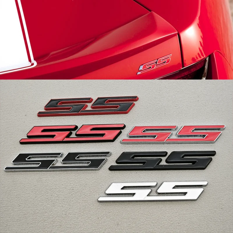 ثلاثية الأبعاد سيارة معدنية التصميم أحمر أسود شعار SS ملصق شعار الخلفي الجذع شارة لشروليه كامارو شيفيل إمبالا ماليبو اكسسوارات #1