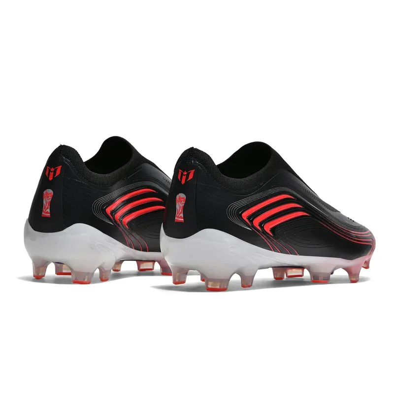 LACELESS High Quality Mens Soccer Shoes SLIP-ON Non-Slip Turf Soccer Cleats TF/FG Training Football Boots Chuteira Campo F50