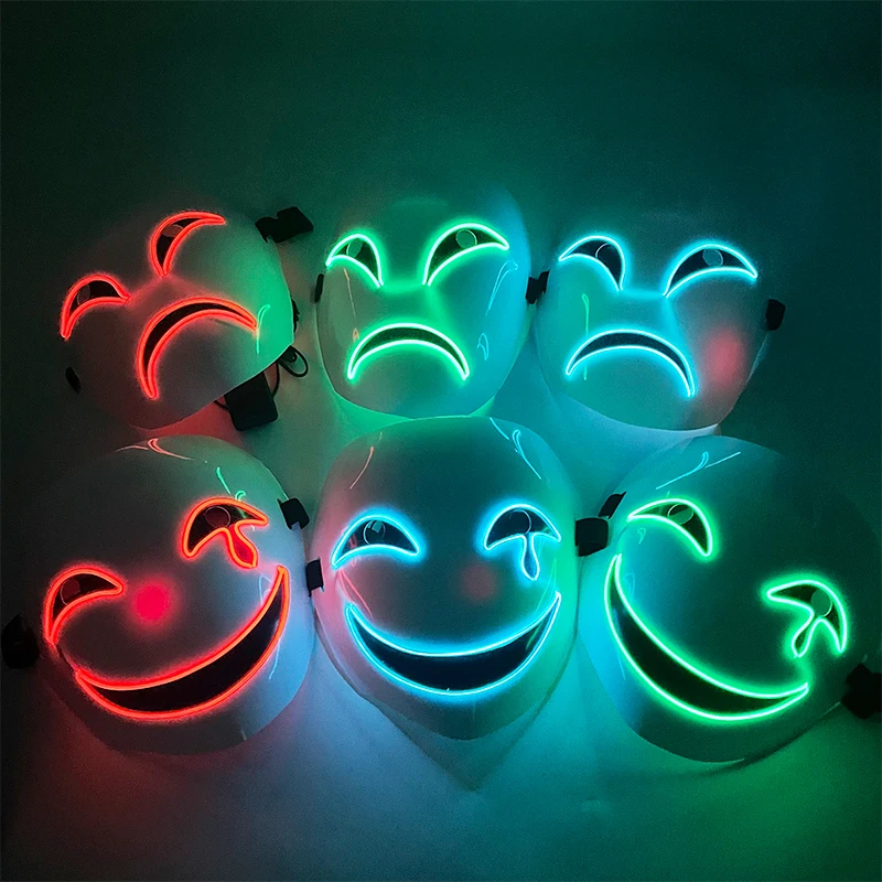 متوهجة البكاء ابتسامة مهرج قناع المهرج المبتسم قناع انمي ياباني رصاصة سوداء مضيئة قناع لجميع القديسين تأثيري الدعائم