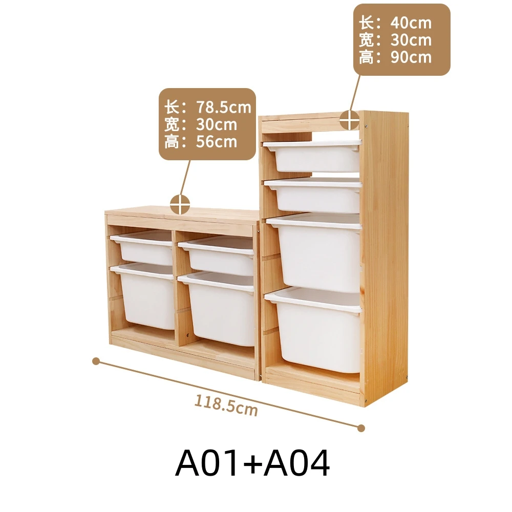 Stocked Storage Cabinet Custom Kids Furniture Toys Storage Children Cupboard Pine Wood Modern School Clothes Preschool Furniture