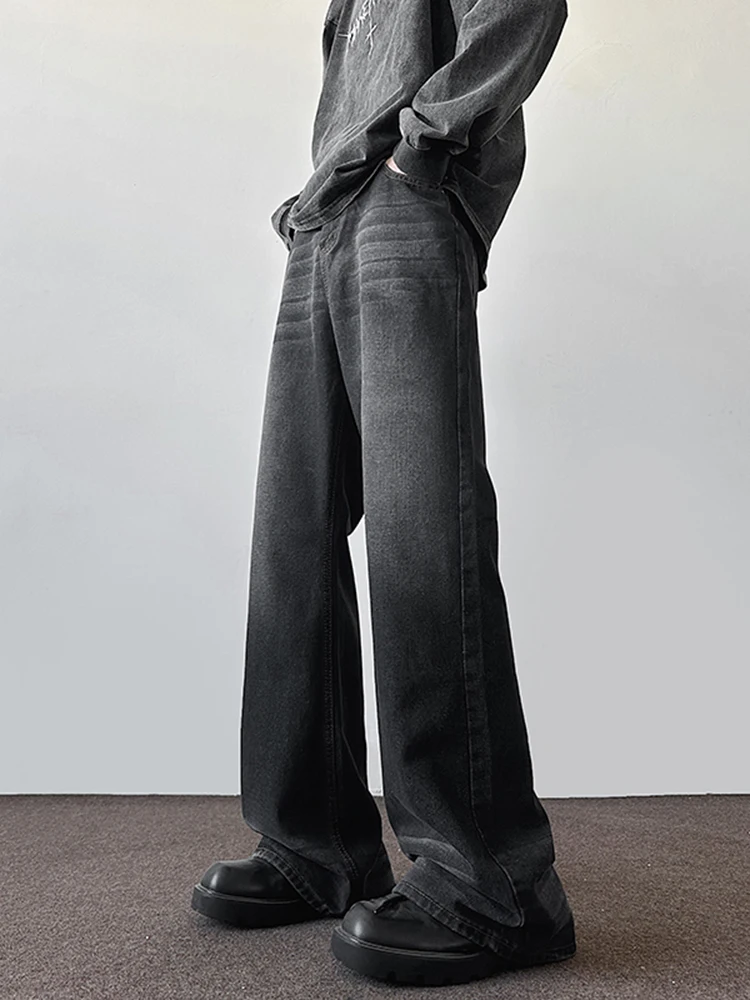 

Vintage American High Street Men's Straight Leg Jeans Trendy Brand Cool Street Sle Micro Flared Loose Fit Jeans