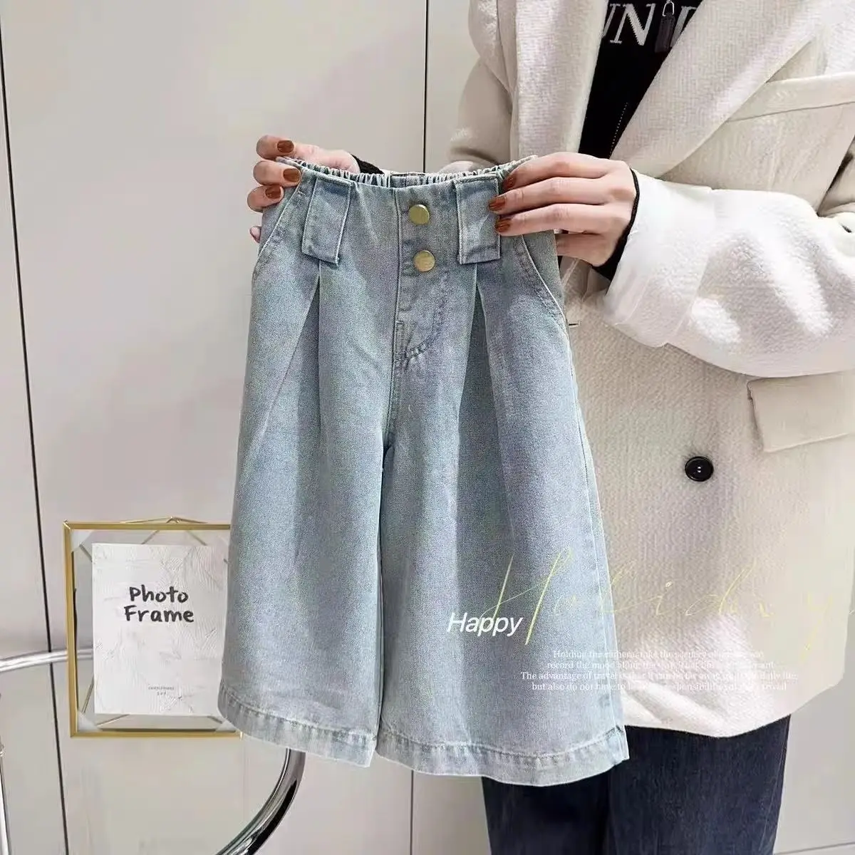 Girls' Casual Pants Spring and Autumn New Collection Children's Baby Loose Jeans Wide Leg Pants