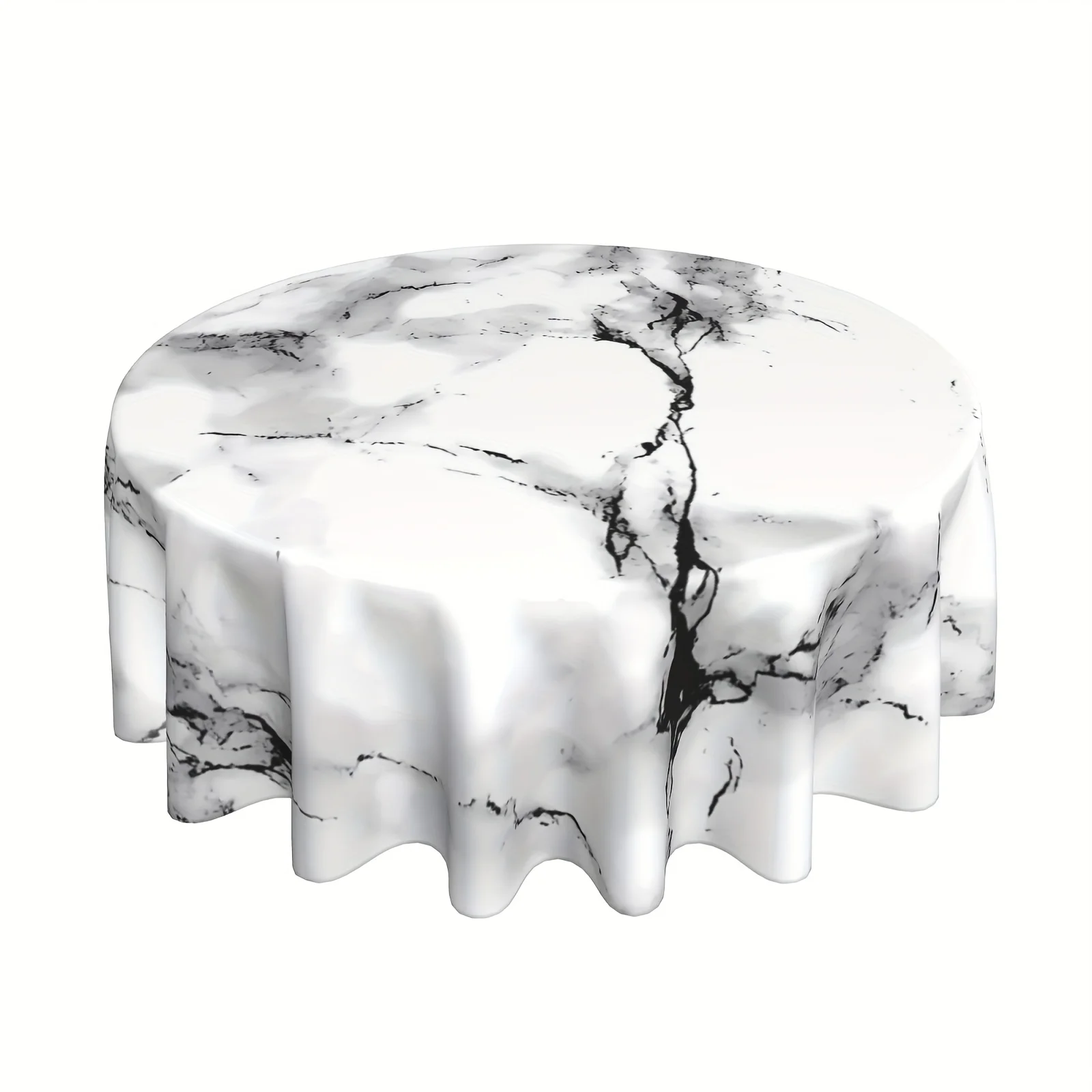 One, polyester tablecloth, marble-patterned round tablecloth, washable marble-striped tableclothxzj