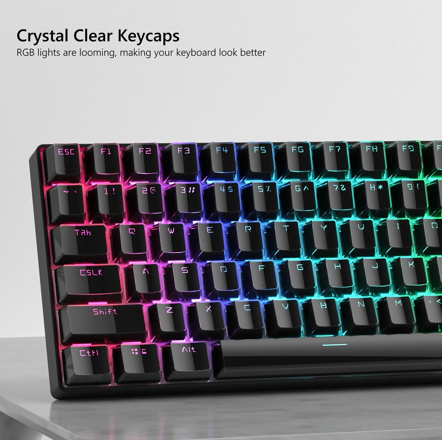 

Womier Black Translucent Clear Keyboard Keycaps OEM Profile Jello Crystal Shine Through Keycaps for MX Switches Gaming Keyboard