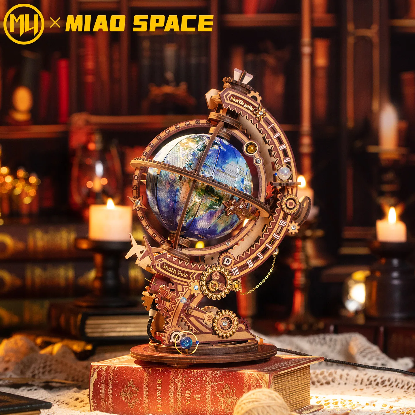 MU Planetary Secret Realm Globe 3D Metal Puzzle DIY Handcraft Educational Puzzle Toy Desktop Office Decor Stress Relief Gift