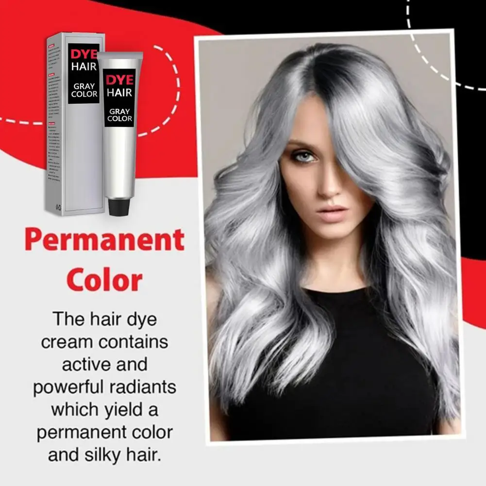 100ml Hair Dye Semi-permanent Unisex Gray Color Hair Color Cream Silver Gray Hair Dye Natural Hold Dye DIY Hairstyle For Salon
